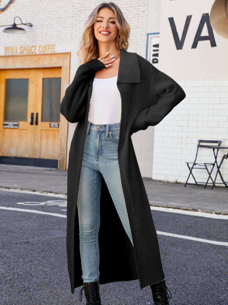 Autumn and Winter Collar Long Sweater Knitted Cardigan Casual Loose and Lazy Style Sweater Jacket