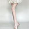 Women's Breathable Stretchy Pantyhose With Wheat Striped Pattern Hollowout Sheer Mesh Tights For Office And Casual Wear