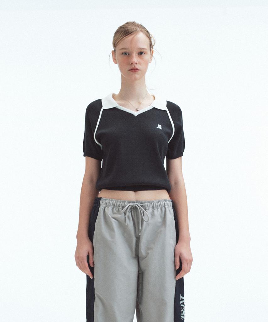 REST&RECREATION V-Neck Collar Knit Top - Navy
