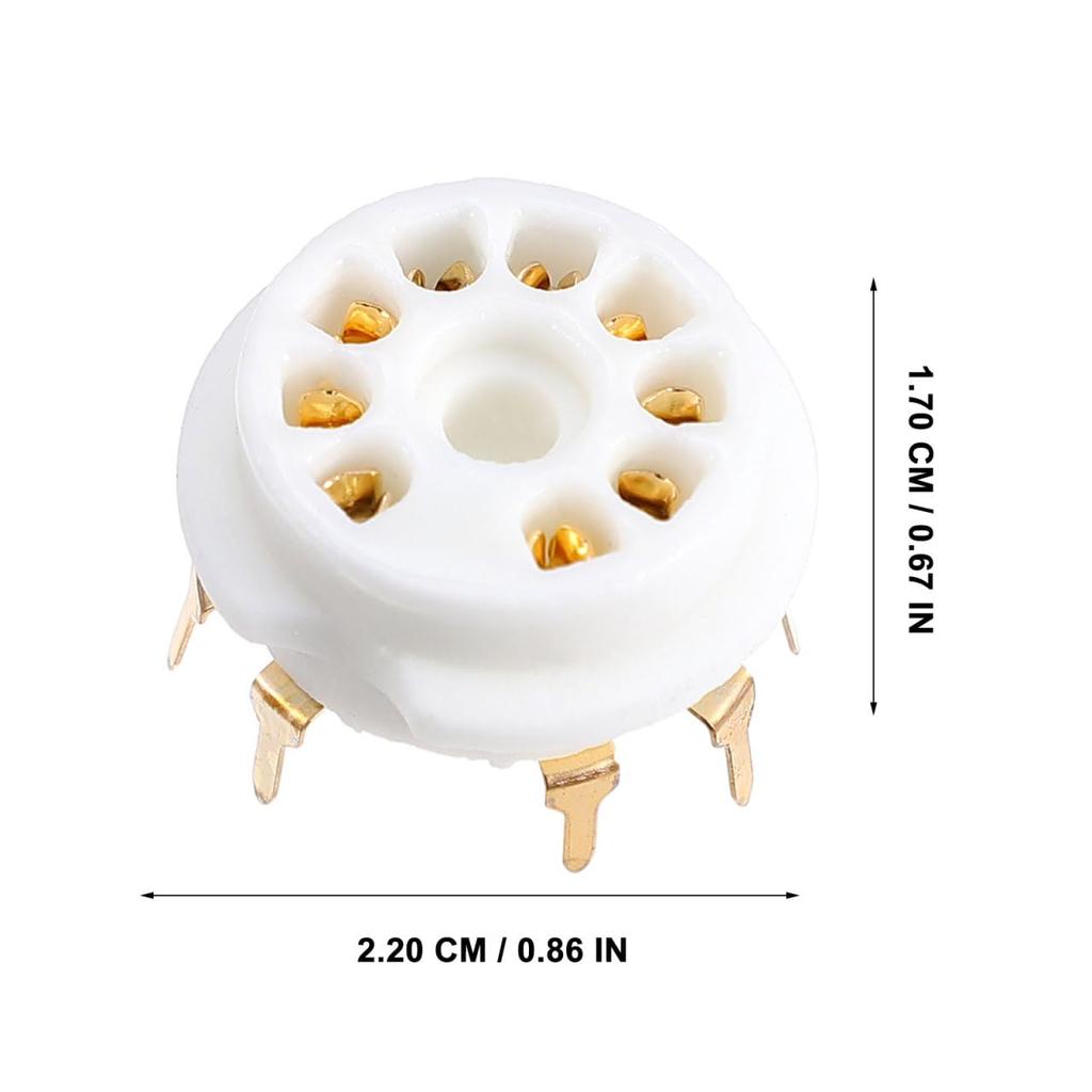 NOLITOY Vacuum Tube Sockets, 9-pin, PCB Tube Sockets, 4-Pack, Ceramic, Gold-Plated Pins, for Printed Circuit Boards (MT9), Audio, Amplifier, DIY,