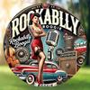 Vintage Rockabilly Metallplåtsskylt Rund Pin-Up-flicka Konst Retro Rock Roll Väggdekor