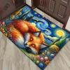 Starry Night Fox Rug: Transform Your Living Room with Artistic Elegance | Unique Home Decor | Animal Themed Carpets