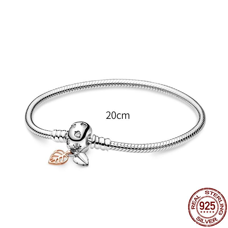 925 Silver Snake Chain Charm Bracelet For Women Fits Original Pendant Bead Heart Jewelry New In