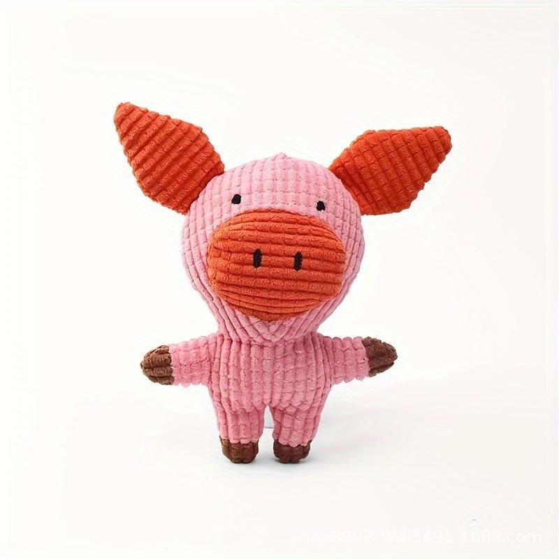 Corduroy Bunny Plush Dog Toy, Squeaky Stuffed Rabbit Chew Toy for Small Medium Dogs, Interactive Pet Play Gift