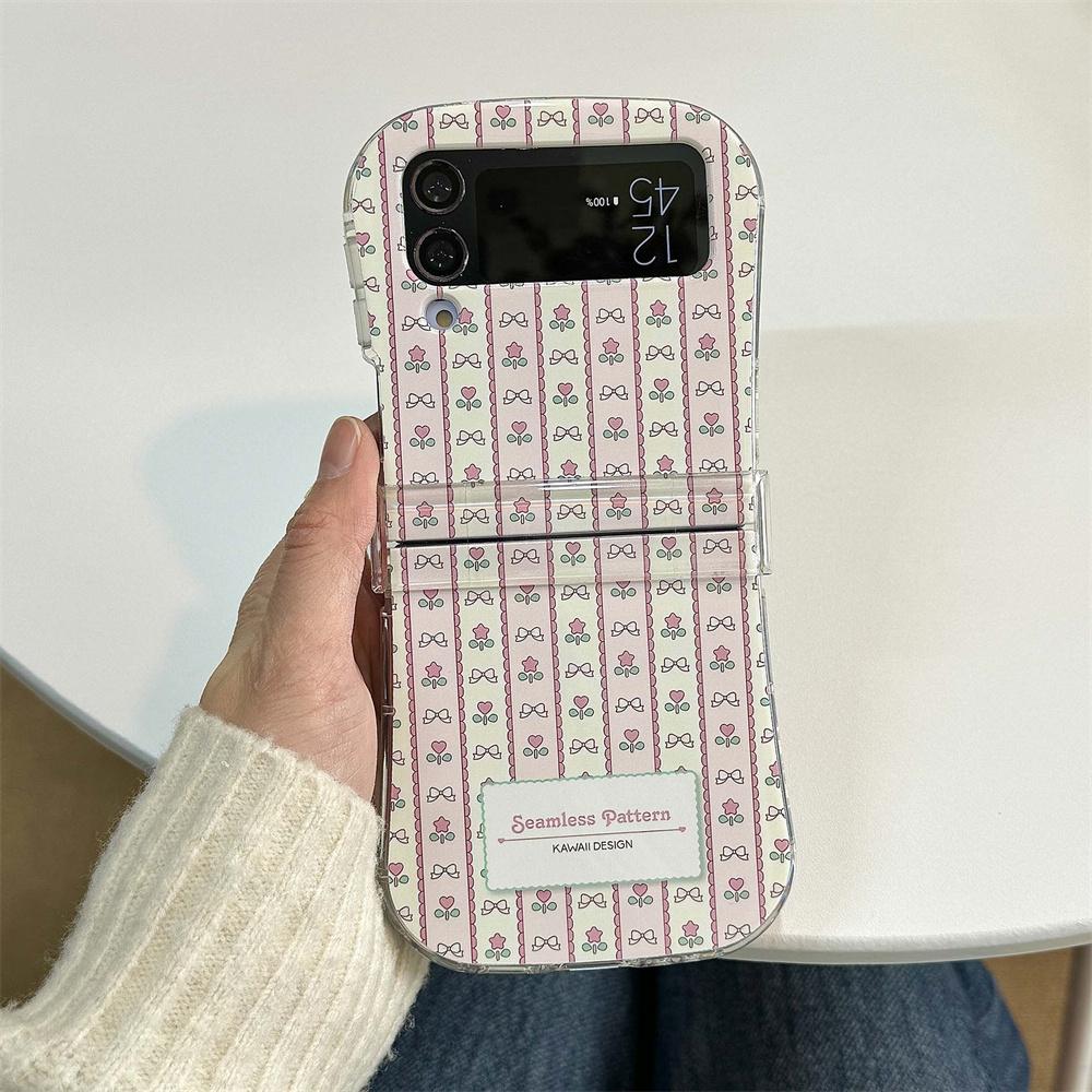 

Cartoon Flower Bracelet Case for Samsung Galaxy Z Flip 6 5 4 3 ZFlip flip6 Beads Wrist Chain Floral Shockproof Ins Korean Cover for Samsung Z Flip 6
