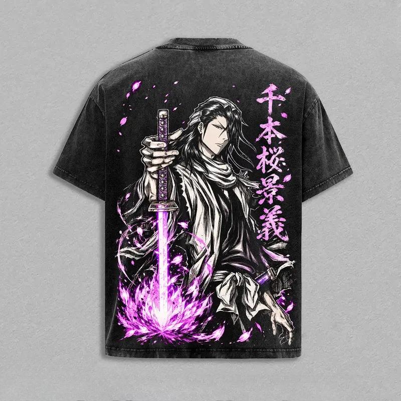 Kuchiki Byakuya BLEACH Clothing Men Women Short Sleeve Manga T-shirts Washed T Shirt Casual Cotton Tee Harajuku Unisex Tshirt