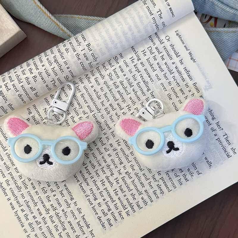 Rilakkuma Kawaii Relaxed Bear Ins Cartoon Keychain Kawaii Plush Bear Rabbit Keychain with Glasses Keychain for Backpack