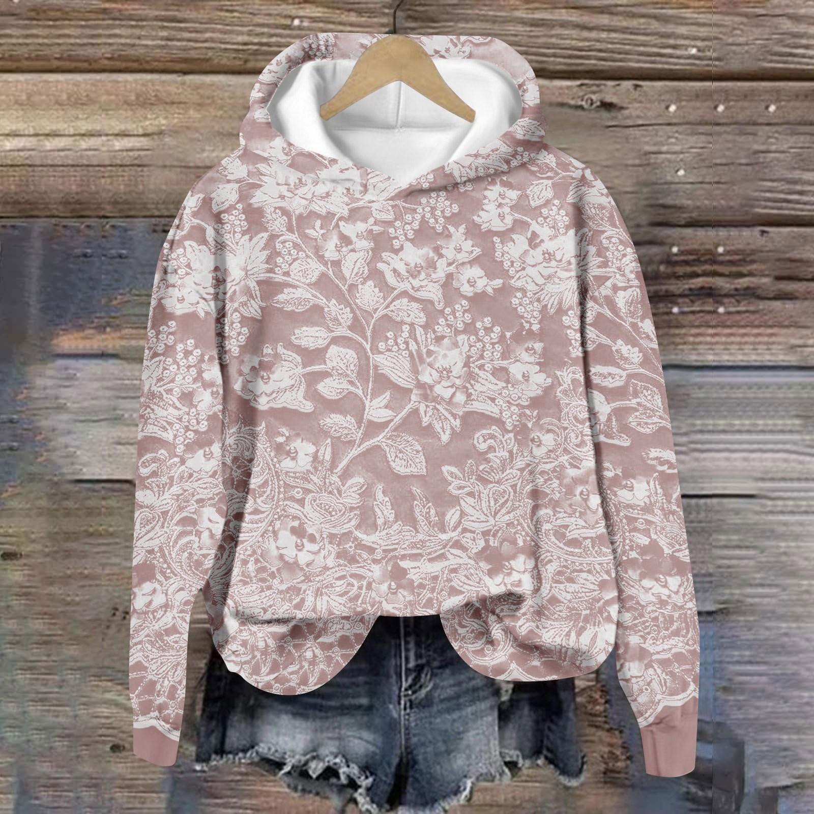 

Женские топы Толстовка с принтом Круглый вырез С капюшоном Повседневная XL арбуз красный