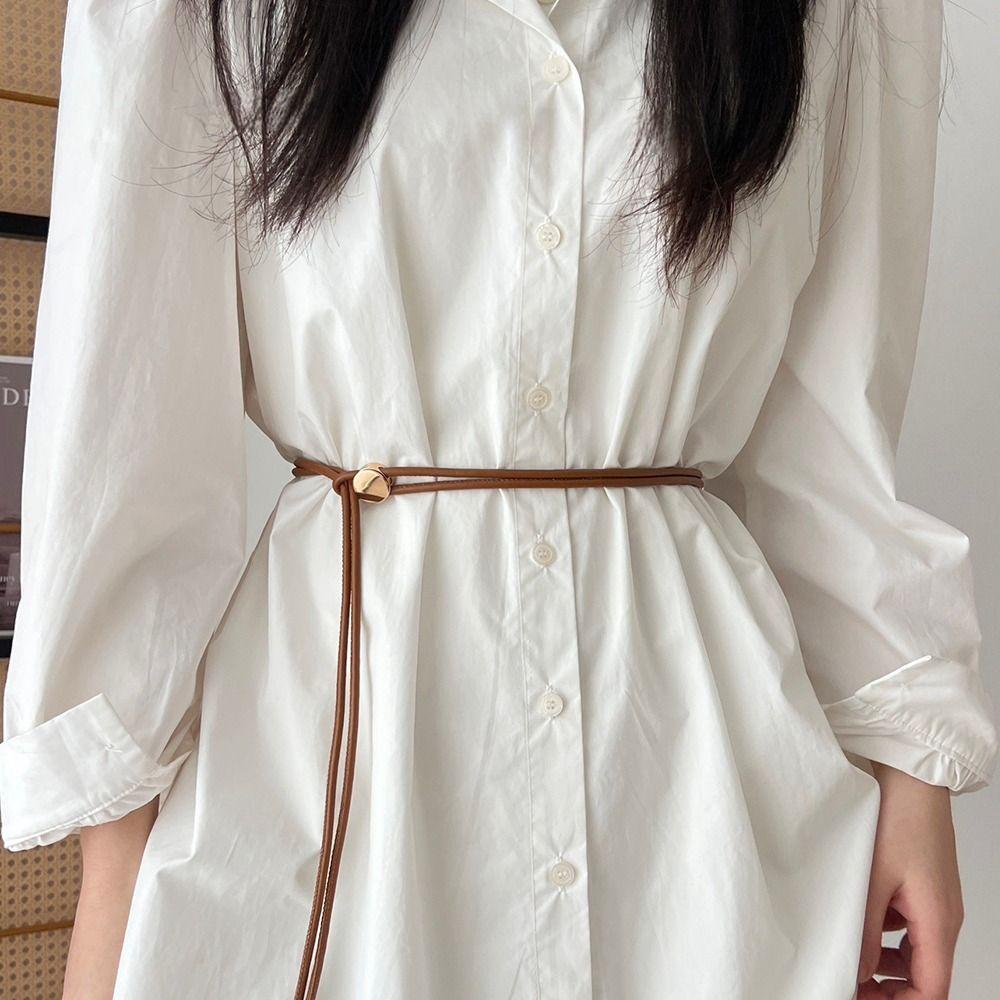 Nastavitelné provázkové pásky Měkký PU kůže Pletený pásek na pas Popruh Pro sukně Džíny Šaty Oblečení