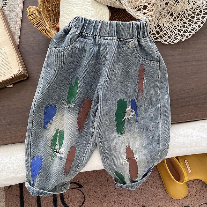 Kids Straight Leg Jeans Boys Girls Fashion Casual Denim Pants Spring Autumn Baby Long Trousers