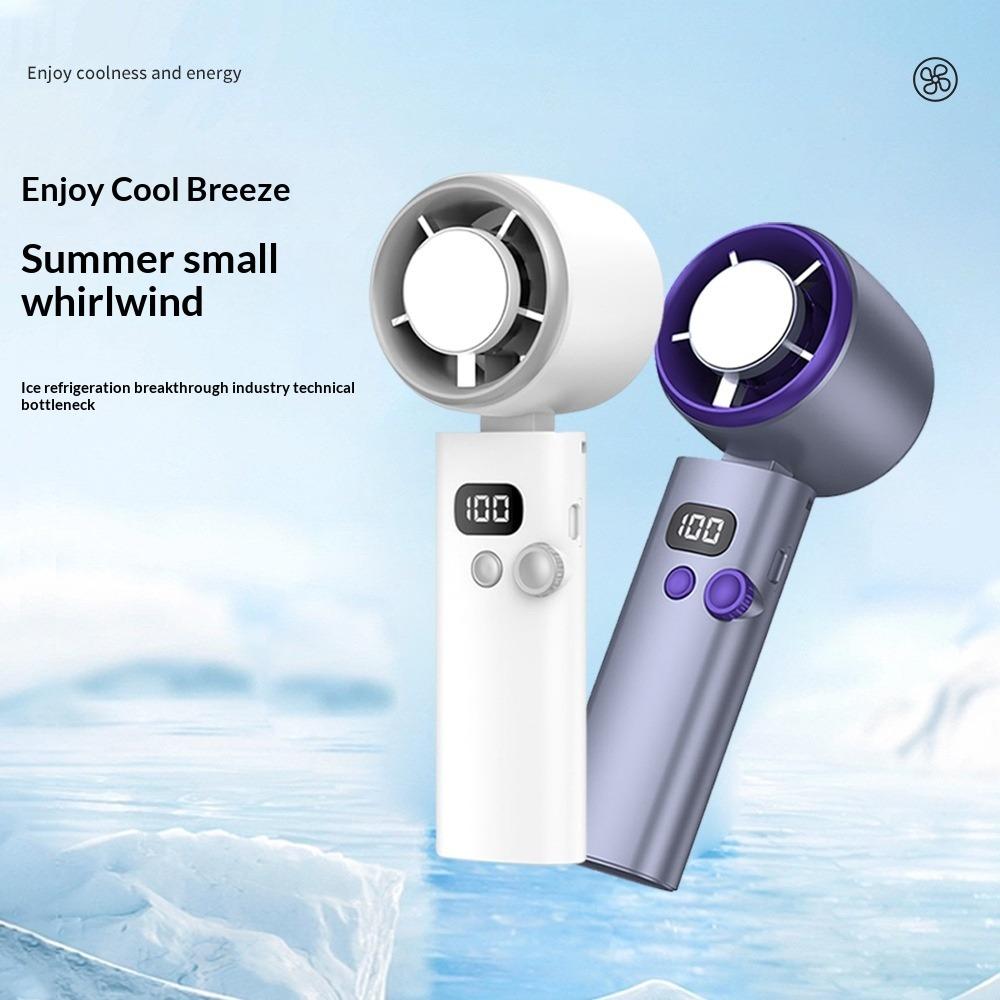 Super Strong Wind Ice Compress Handheld Charging Small Fan High Speed Turbine Display 100 Speed Refrigeration Small Fan