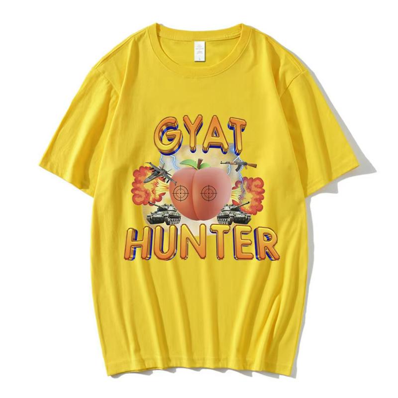 Gyat Hunter Funny Meme T-Shirt Women Fashion Vintage Short Sleeve T-shirts 100% Cotton Casual Loose Oversized T Shirt Streetwear