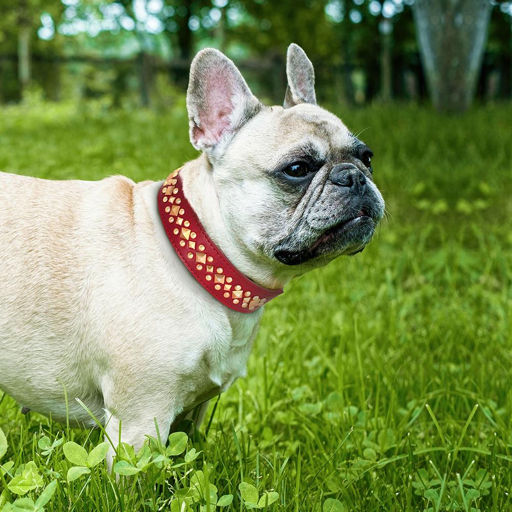 Durable Leather Dog Collar Spiked Studded Dog Collars Adjustable Pet French Bulldog Shepherd Pug Necklace for Small Large Dogs