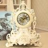 Orologio da Tavolo Vintage Stile Europeo Decorativo Francese Analogico da Scrivania Senza Ticchettio a Batteria per Mensola del Soggiorno