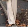Women's Thick Wool Wide-Leg Drape Knit Pants - Cashmere, Floor-Length, Petite
