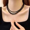 Black Glass Pearl Feve Same Necklace Women's Light Luxury Imitation Pearl Neck Chain Elegant Temperament Collarbone Chain