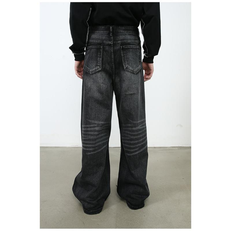 Lange Hosen Vintage Weitbeinjeans Herren Designgefühl Seniorgefühl Hosen Gerade Lockere Jeans für Herren Modische und Bequeme Hosen