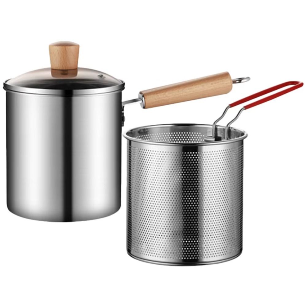 Strainer Basket Deep Fryer with Strainer Stainless Steel Frying Pan  Vegetables Frying