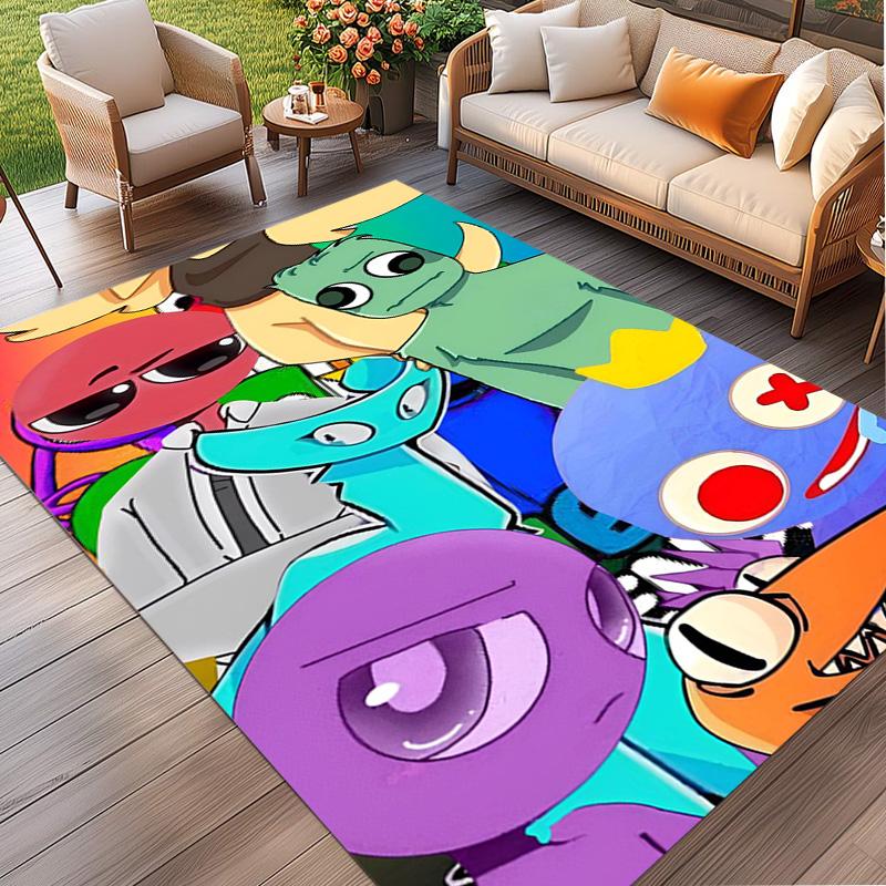 Game Rainbow Friends Print Rug, Washable Floor Carpet, For Entryway Dorm Laundry Room Office Study, Home Decor Birthday Christmas Gift