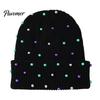 Soft Vertical Texture Hats Unisex Beanies with Colorful Beads, Winter Warm Knitted Hat, Casual Stylish Knit Skull Caps Stretch Cozy Cap for