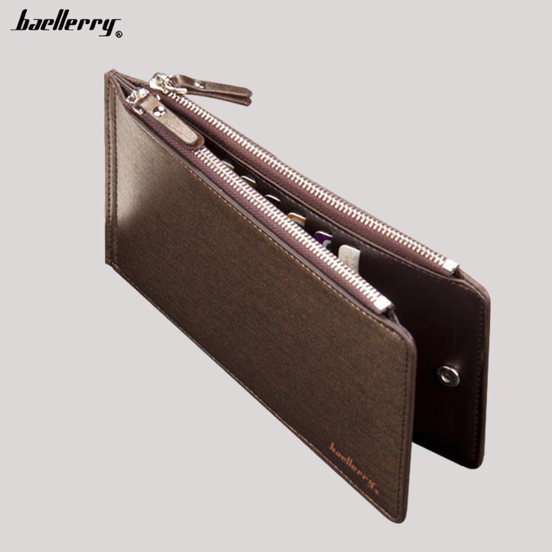 Casual Multi Slot Long Men's Wallet Crosshatch Multi Function Ultra Thin Card Holder