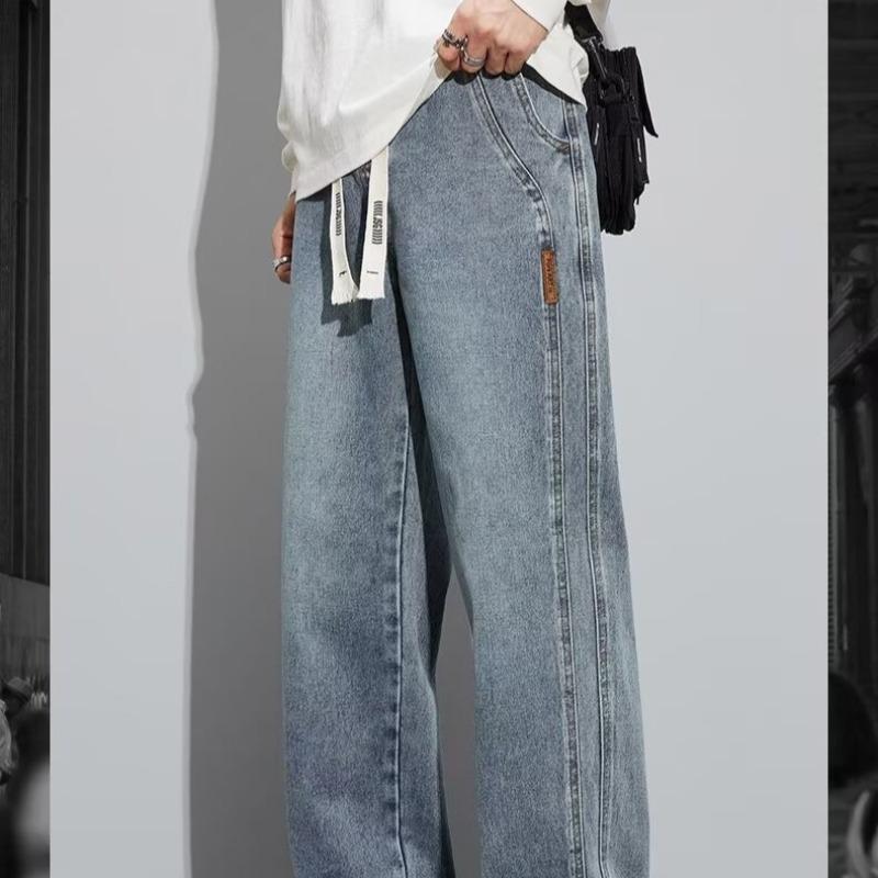 Jeans Men's Autumn Trendy Brand American High Street Loose Straight Casual Pants Winter Teen Wide Leg Pants
