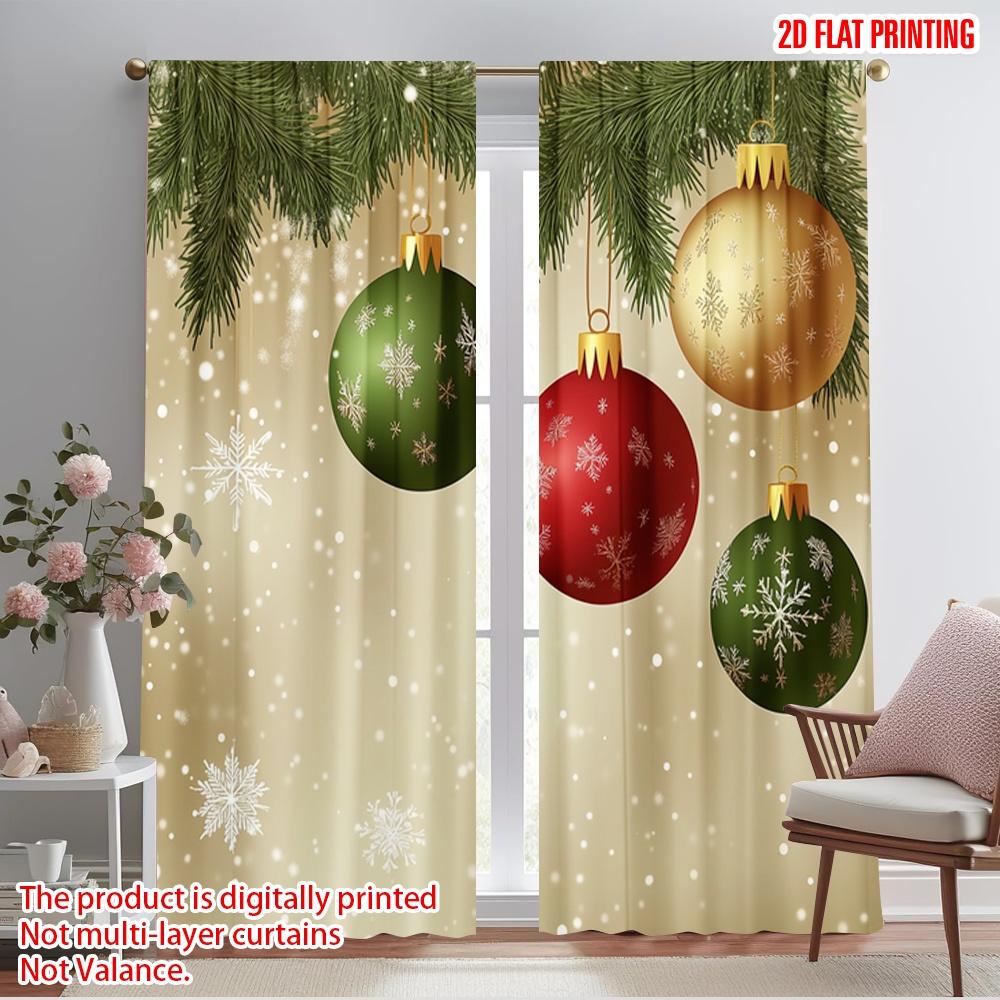 

2pcs,2D plane printing Creative Curtains Christmas Ornaments Snowflakes Festive_b (2) Versatile Polyester (without rod) Room 52.50×116.00 CM 2pcs