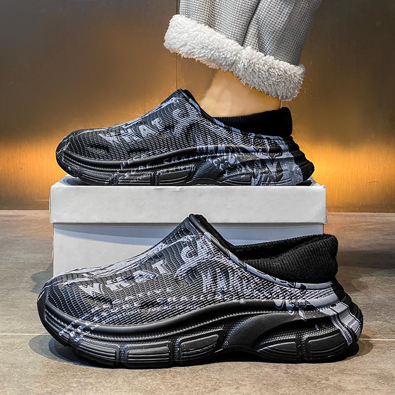 Fashion Size 45 Winter Cotton Slippers For Men Eva Casual Shoe Outdoor Warm Plush Non-slip Platform Waterproof Young Fashion Footwear 38-39