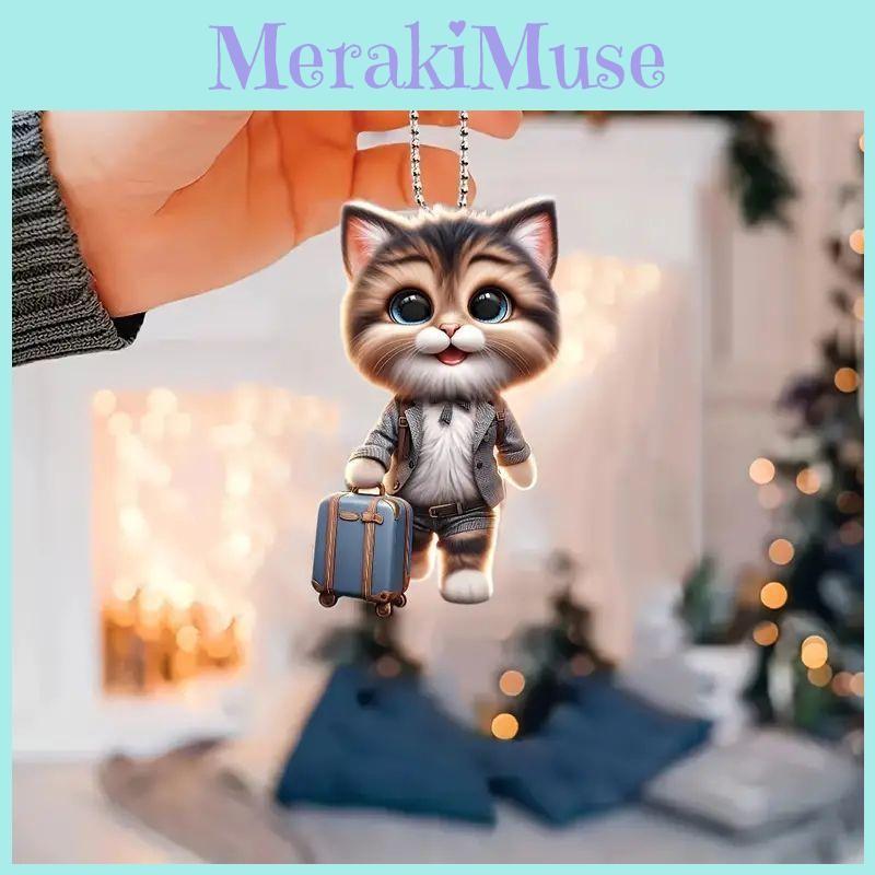 Cat Acrylic Playful Car Accessory Unique Home Decor And Backpack Charm For Cat Lovers