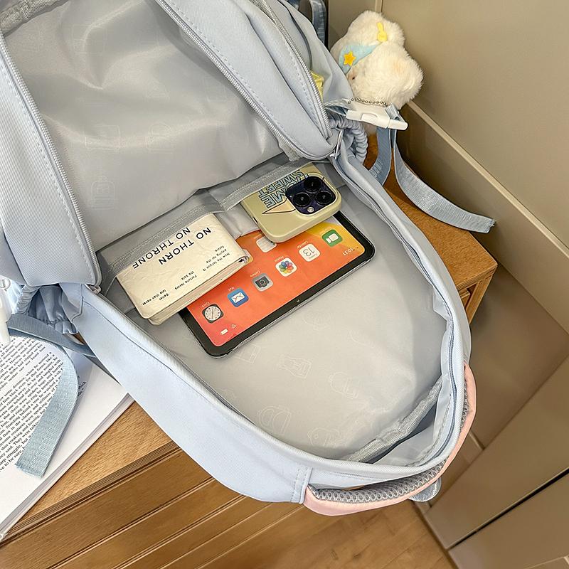 Kontrastfarbige Nähte Studenten-Schultasche Damen Leichter Reise-Rucksack