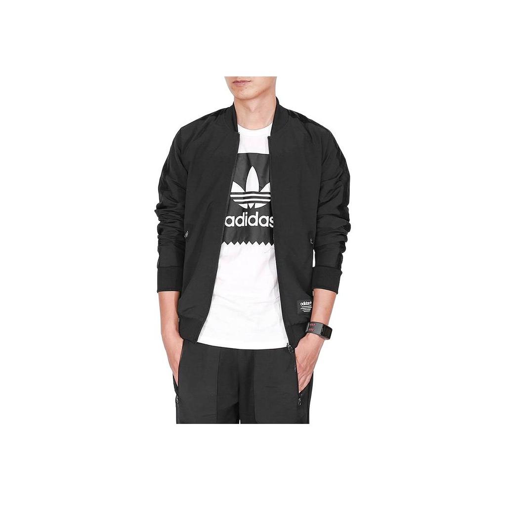 Adidas Originals Buchstaben Logo Print Mode Reißverschluss Bequeme Strickjacke Herrenjacken Schwarz BS2574