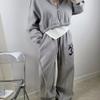 C S In The Room Women S fleeCe letterIng Color bloCk Wide pantS 3Color