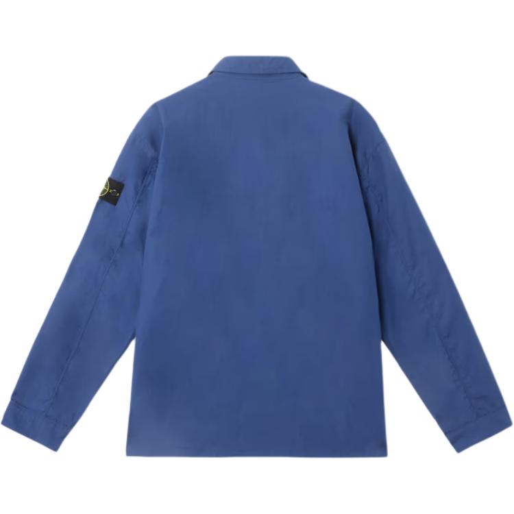 STONE ISLAND Badge Pointed Collar Button Long Sleeve Shirt Men Shirts Blue K1S151200013S0011-V0028
