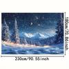 Winter Wonderland Background Cloth - Snowy Mountain Starry Night Moonlit Theme Durable Polyester FabricZL