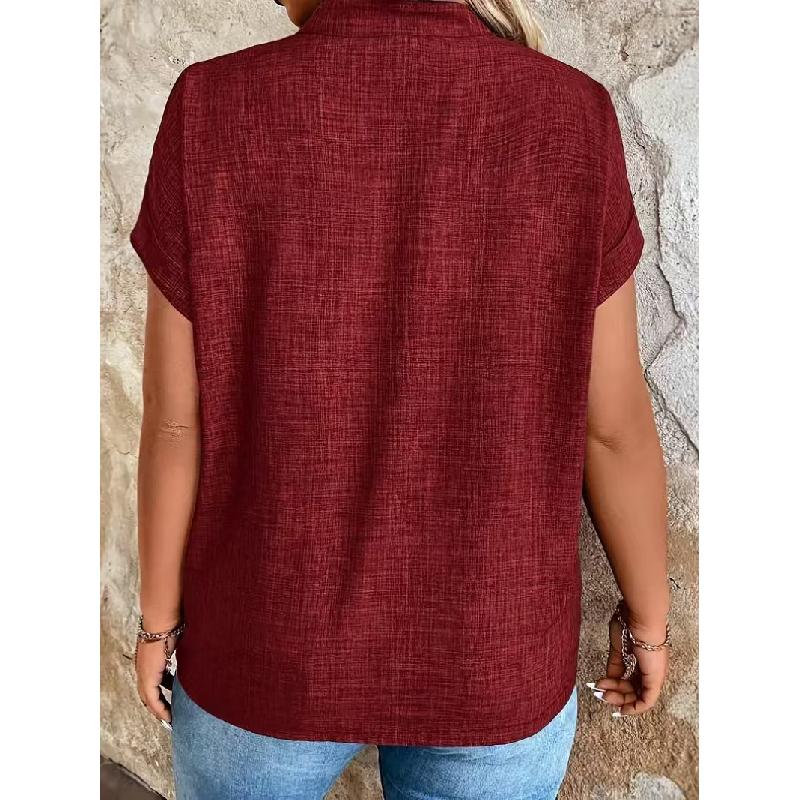 2026 New Women's V-neck Pullover Solid Color Pocket Bat Sleeve Casual Elegant Top for Women
