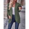 [Elegant Women's Blouse] Elegant & Chic Women's Loose Fit Long Sleeve Blouse | Open Collar Casual Top with Side Pockets, Machine Washable