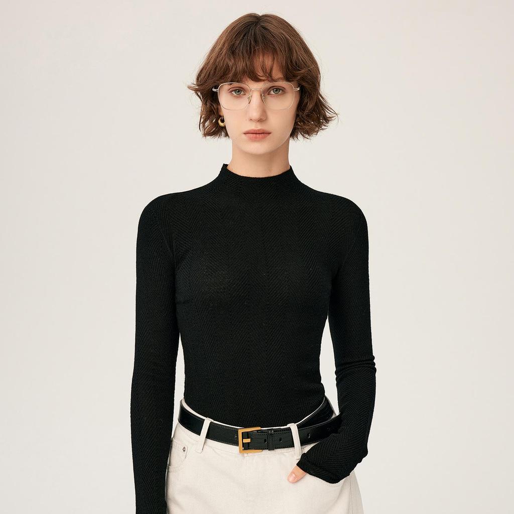 Seamless Fine Knit Machine Washable Half-High Neck Slimming Wool Sweater for Women - Spring/Autumn 2025 Warm Base Layer Knitwear