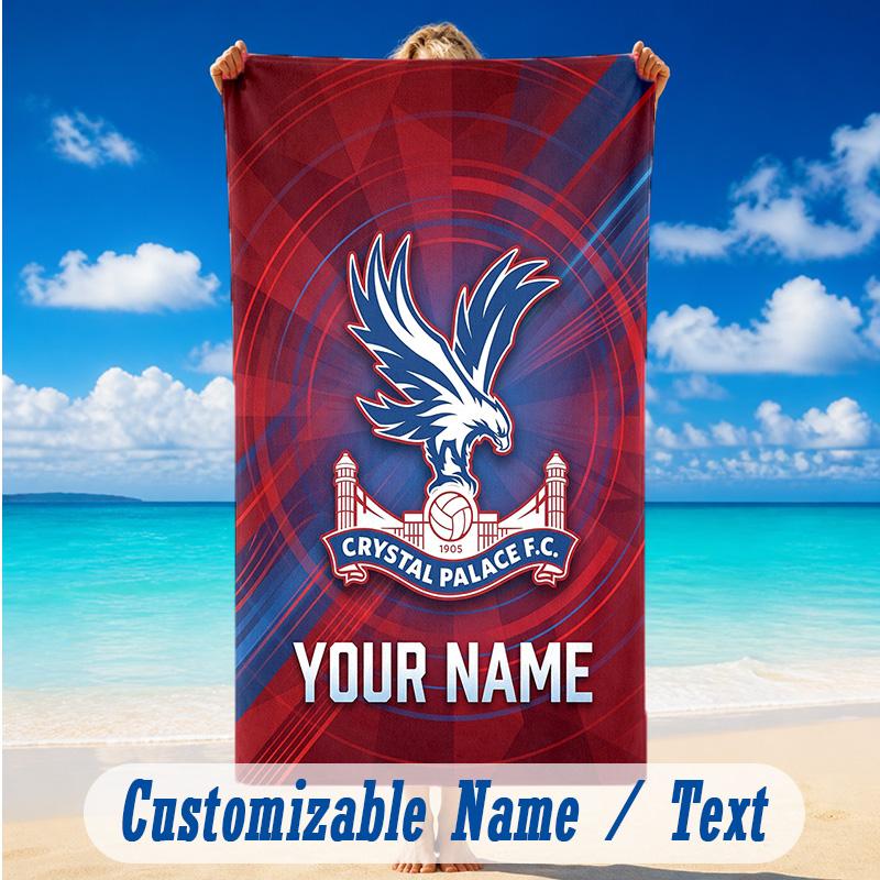 Beach Towel Custom Name Text, Quick Dry Large Towel For Beach HomeCrystal Palace