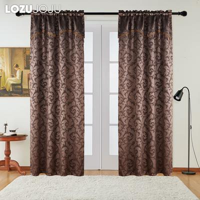 1PC LOZUJOJU 50-60% Blackout Brown European Jacquard Blackout Curtain With Valance For Living Room Bedroom Home Decor
