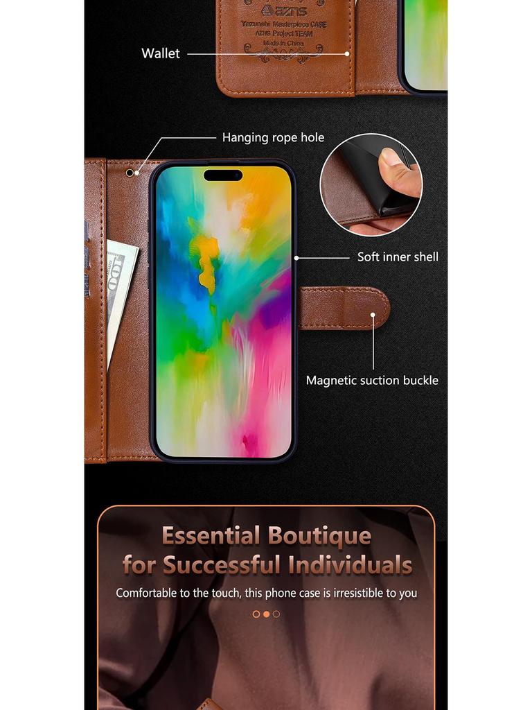 Flipové pouzdro na peněženku z TPU kůže s ovčí kůží pro iPhone 17 Pro Max s magnetickým zapínáním