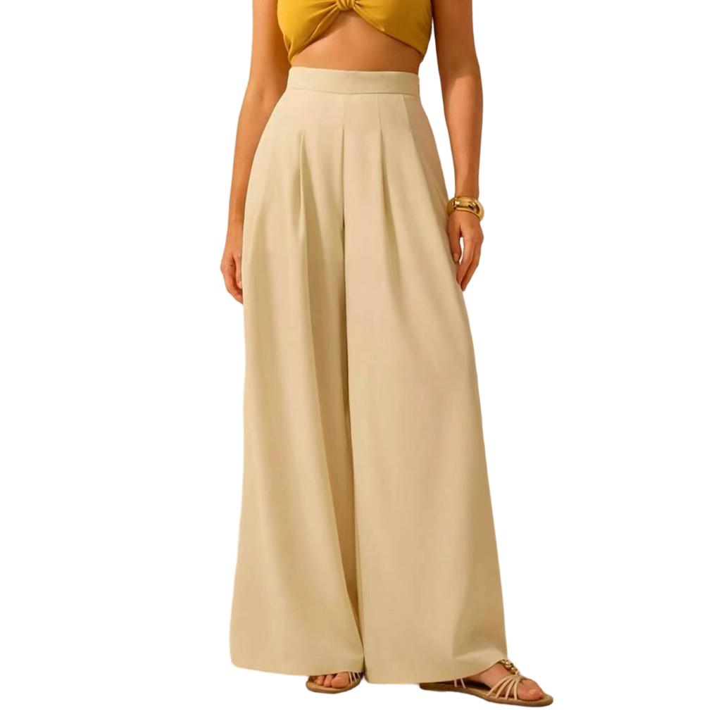 Ladies' Color Printed Casual Loose High Waisted Wide Leg Pants