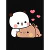 Women's Couple Heart Bear Print T-Shirt Casual Round Neck Short Sleeve Summer Top