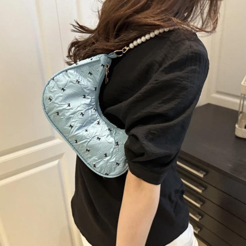 Borsa a Mano Unica con Fiocco Pieghettato Elegante Versatile Borsa a Spalla/Sottobraccio Per Donna