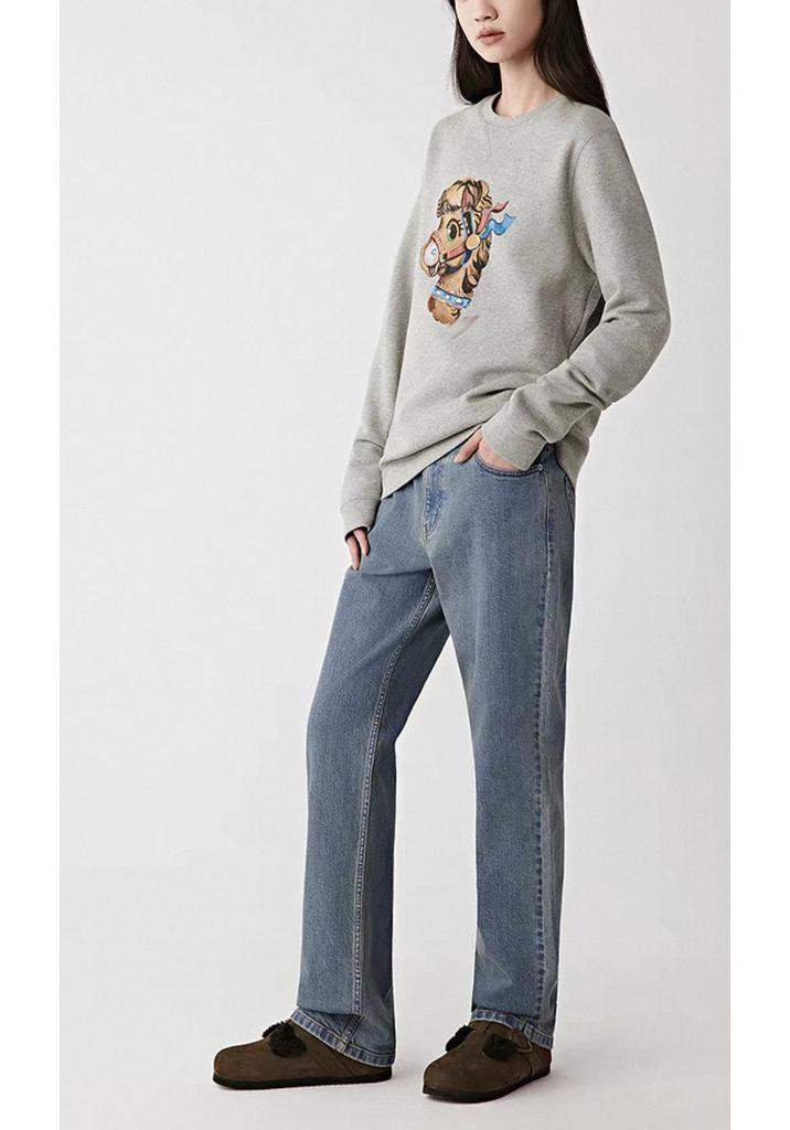 Limited Edition 1900+ All Cotton Brushed Fleece Little Pony Print Round Neck Sweatshirt