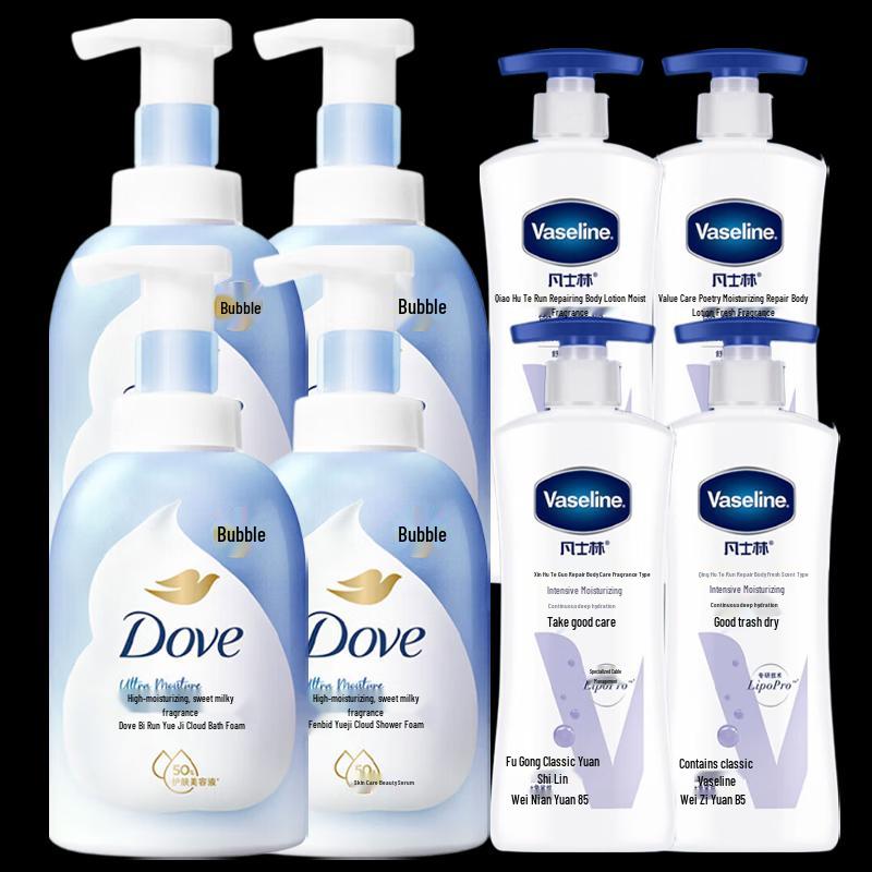 Набор: Пена для душа Dove Глубокое питание и Лосьон Vaseline