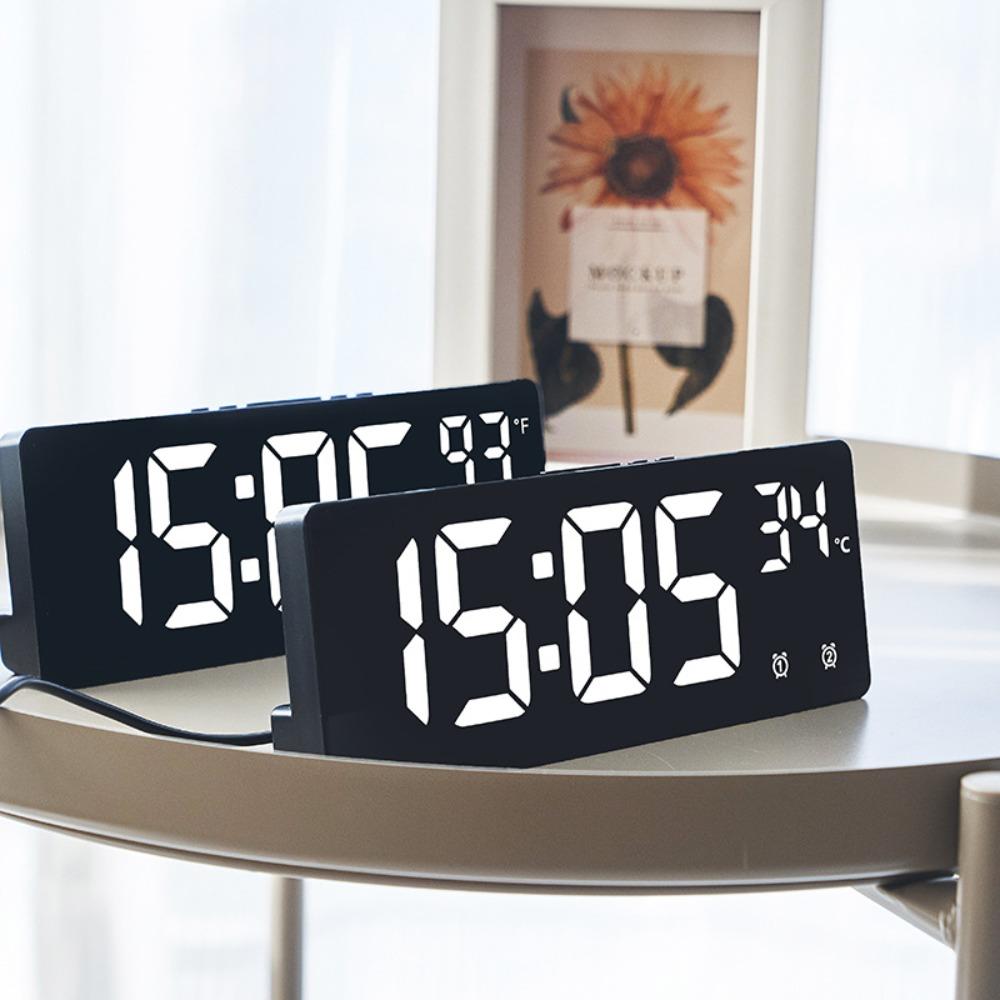 Voice Control Digital Alarm Clock Temperature Dual Alarm Desktop Table Clock Night Mode 12/24H LED Clock Watch Desk