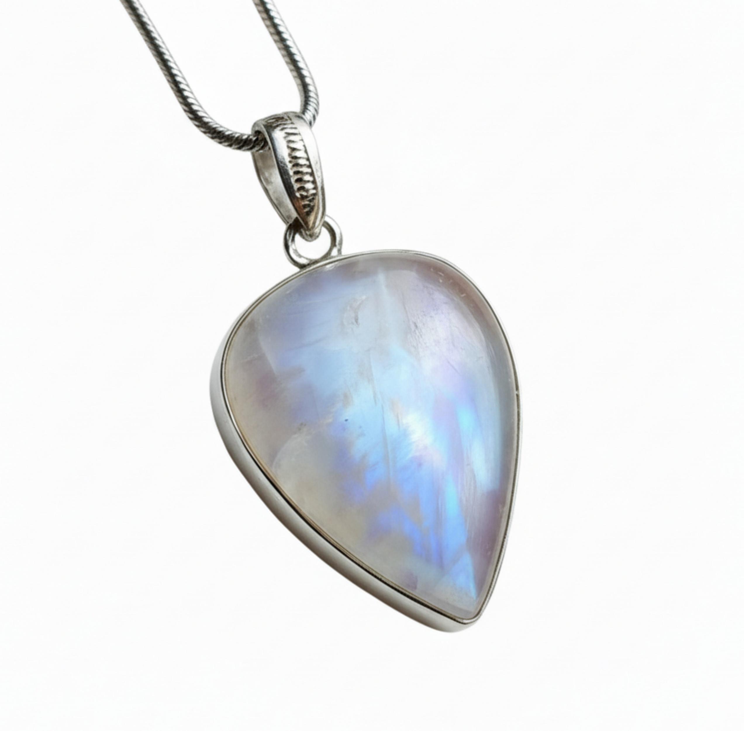 

Rainbow Moonstone Pendant, Pear Shape Gemstone Pendant, Minimalist Necklace Pendant for Women срібний