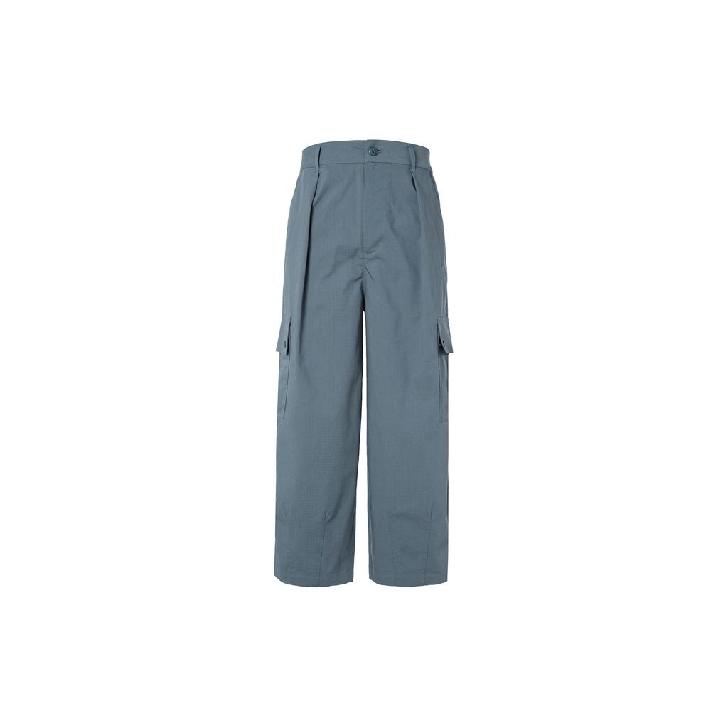 Adidas×CHARR FW22 Pure Color Flip-Cuff Pocket Detail Loose Knit Sports Pants Unisex Bottoms Blue HR3479