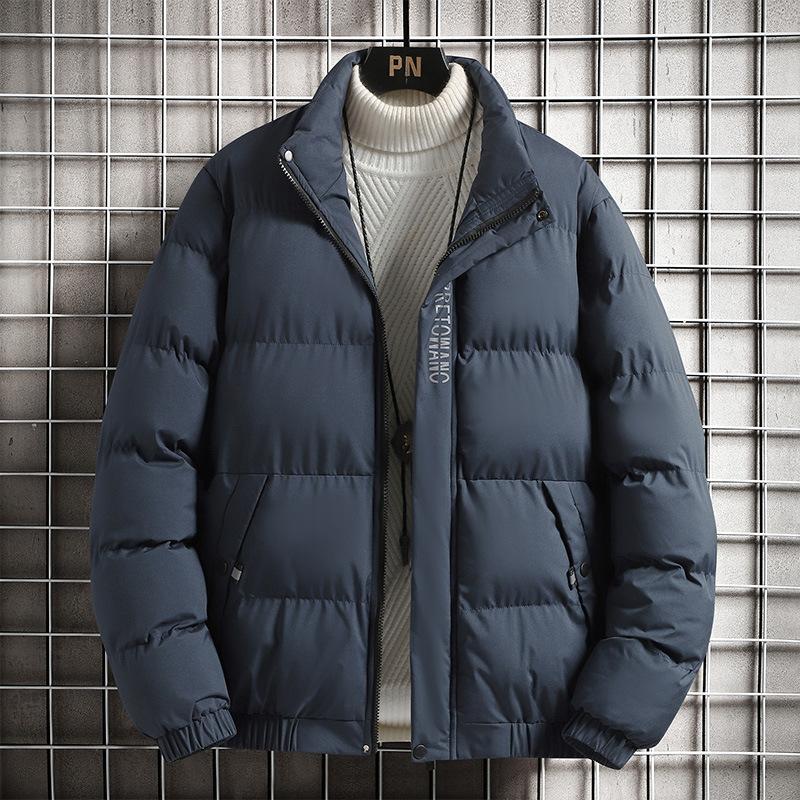 

Хлопковая одежда мужская зимняя теплая одежда-хлеб стойка воротник хлопковая куртка куртка модная хлопковая одежда 5XL темно-синий