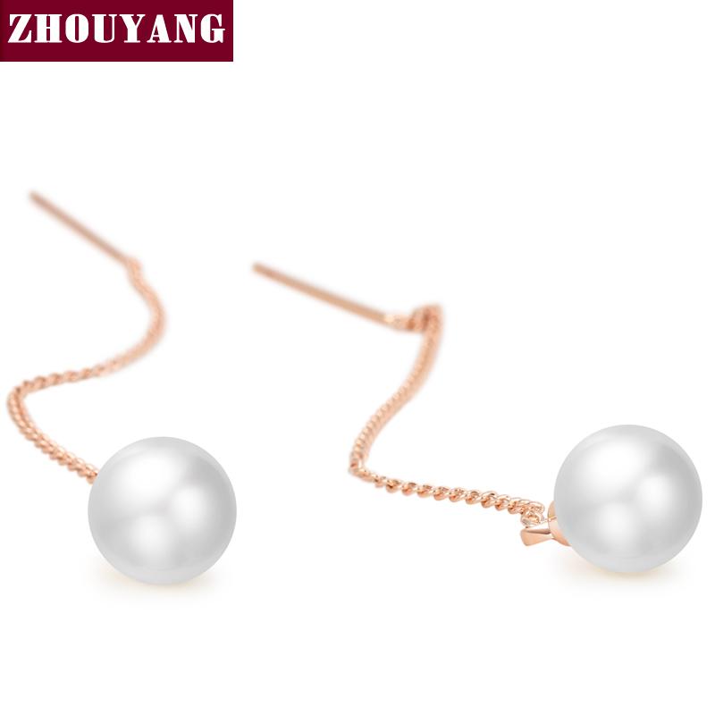 

Top Quality Imitation Pearl Earring Rose Gold Color Drop Earrings Genuine Austrian Crystal ZYE041 ZYE033 ZYE034